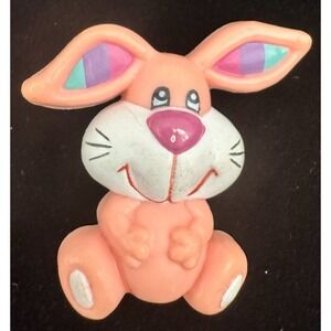 Vintage RUSS Bunny Rabbit Brooch Pink Resin Easter Novelty Lapel Pin